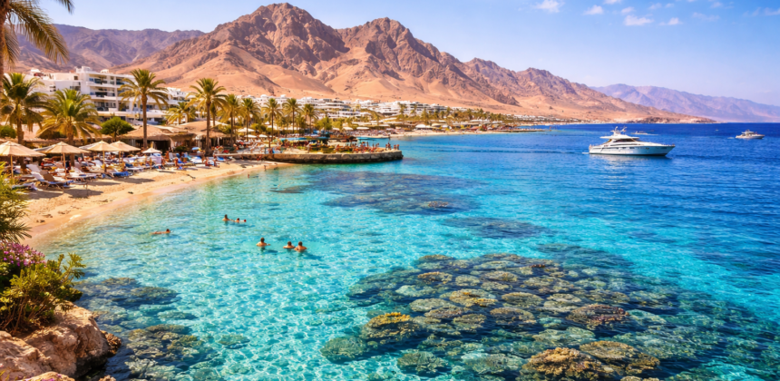 Top excursions in Sharm El Sheikh with Red Sea coastline and desert mountains