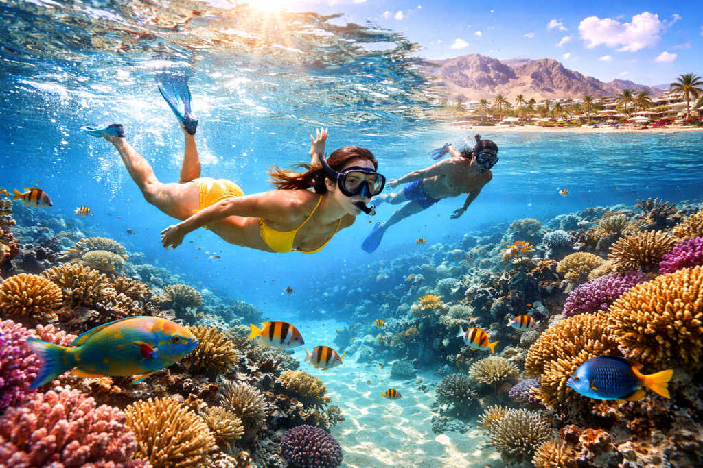Snorkelers explore vibrant coral reef - Things to Do in Sharm El Sheikh: Best Excursions, Attractions & Travel Tips Snorkelers explore vibrant coral reef - Things to Do in Sharm El Sheikh: Best Excursions, Attractions & Travel Tips